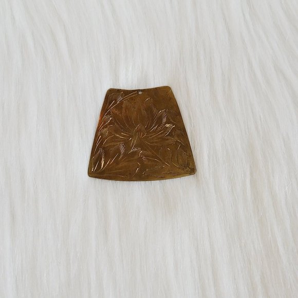 VINtage Eva Graham Pendant Etched Flowers Brass Metal Statement 13206 - Picture 2 of 9